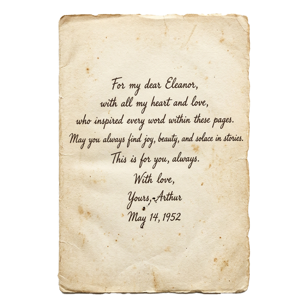 Aged paper with a heartfelt dedication letter to Eleanor dated May 14, 1952
