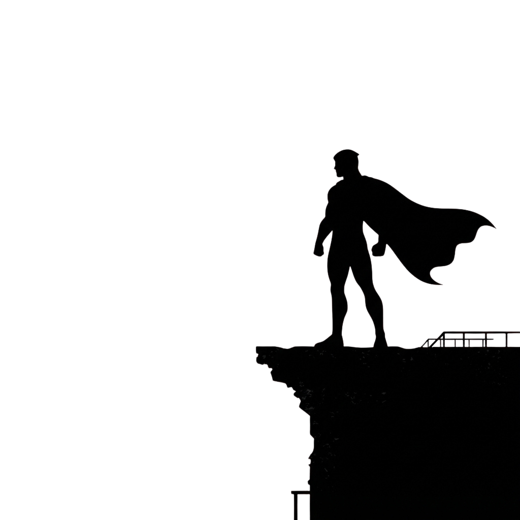 A minimalist line drawing of a person skateboarding on a rail