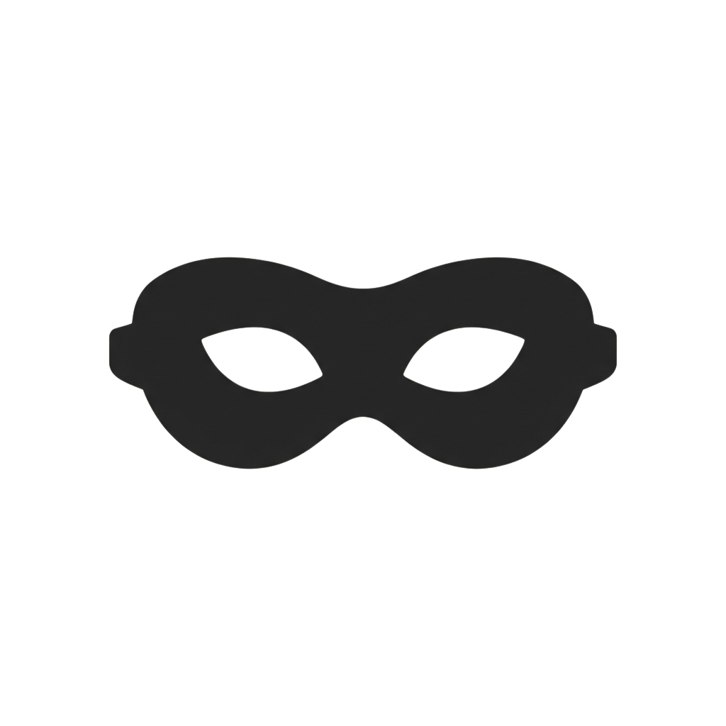 A sleek black mask covering eyes and nose with smooth contours and eye cutouts.