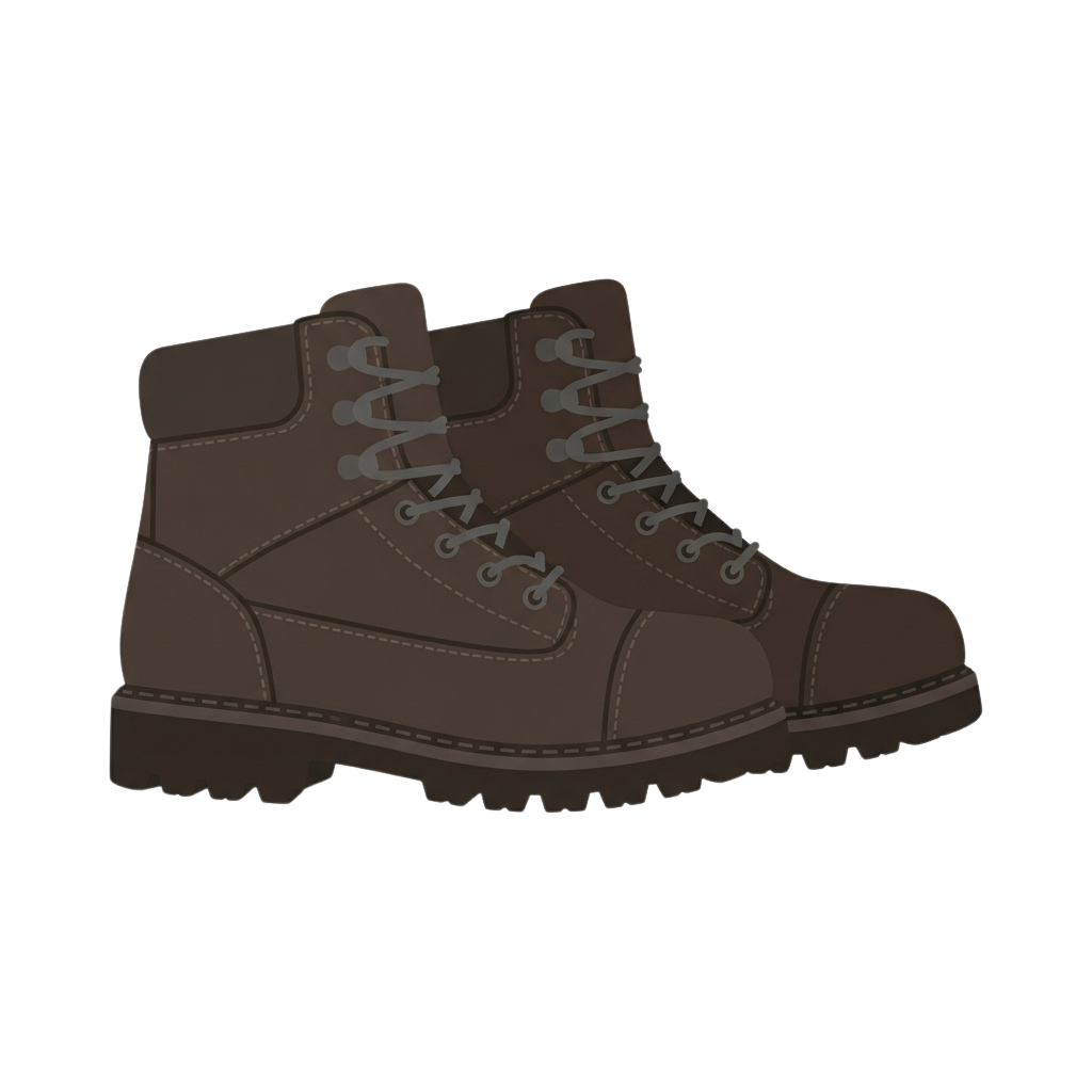 Brown leather hiking boots featuring laces, a padded collar, and thick treaded soles