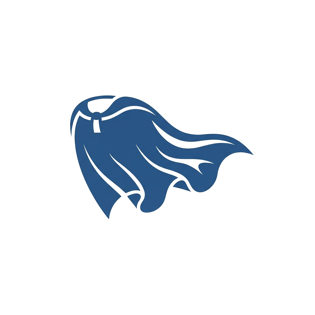 Blue superhero cape with flowing folds against a black background