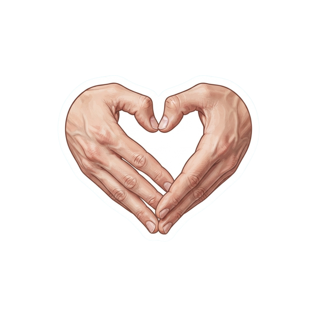 Two hands forming a heart shape with fingers intertwined
