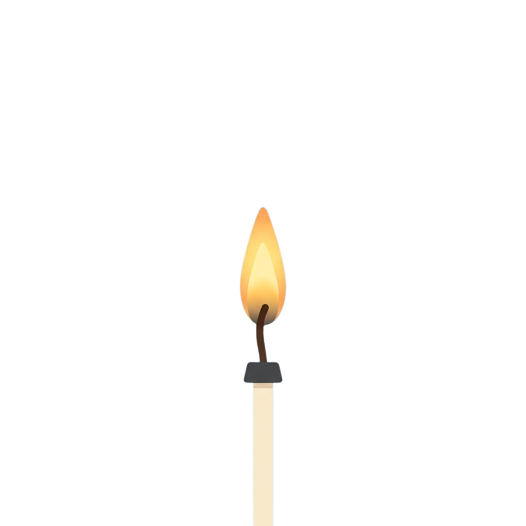A single lit candle with a bright yellow flame on a black background