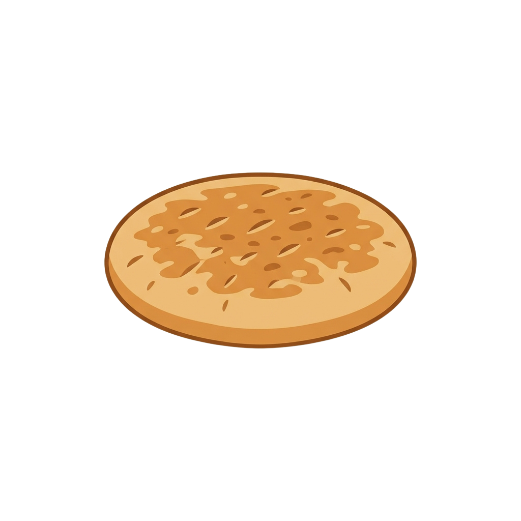 Flatbread with textured, golden-brown seasoned surface