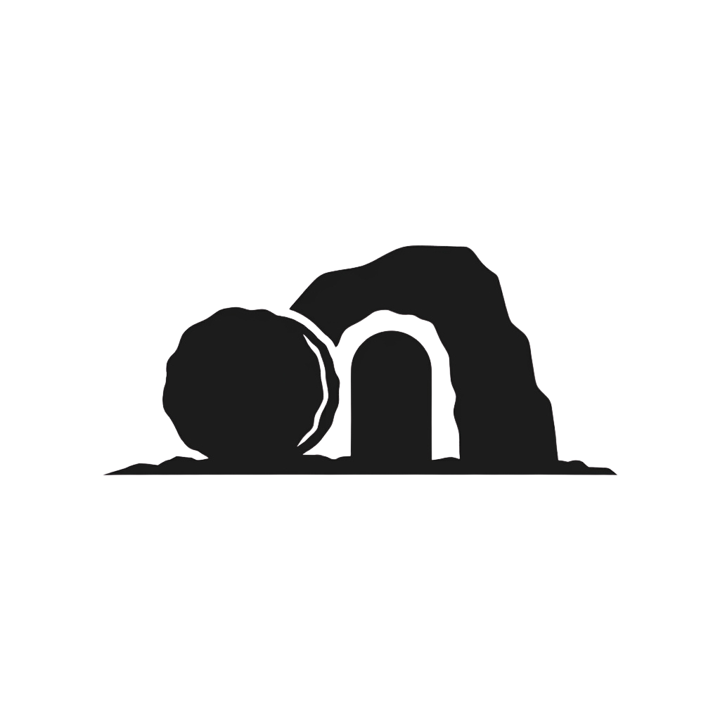 Abstract silhouette of two overlapping rounded shapes forming a minimalist logo design