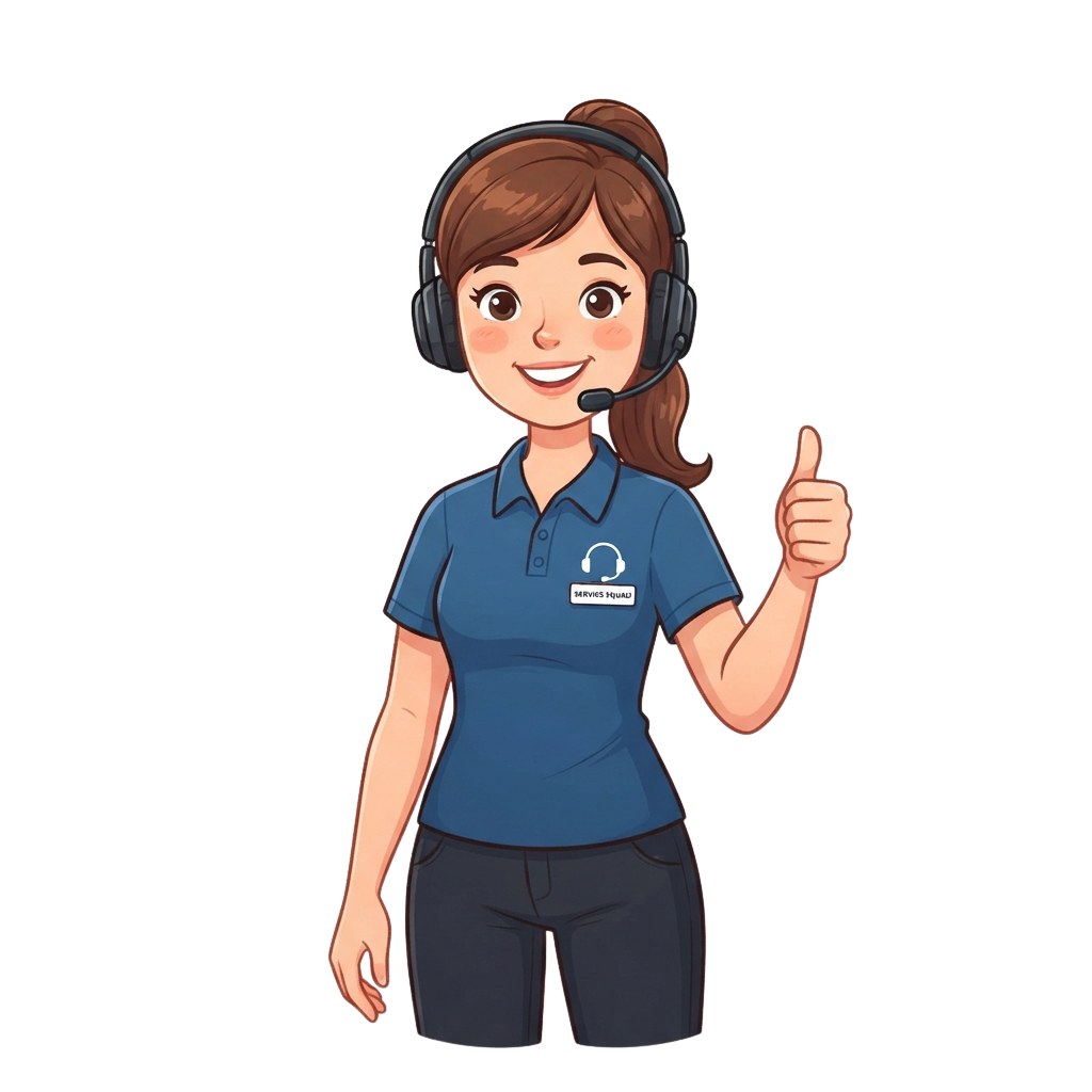 Smiling customer support agent with headset giving a thumbs-up