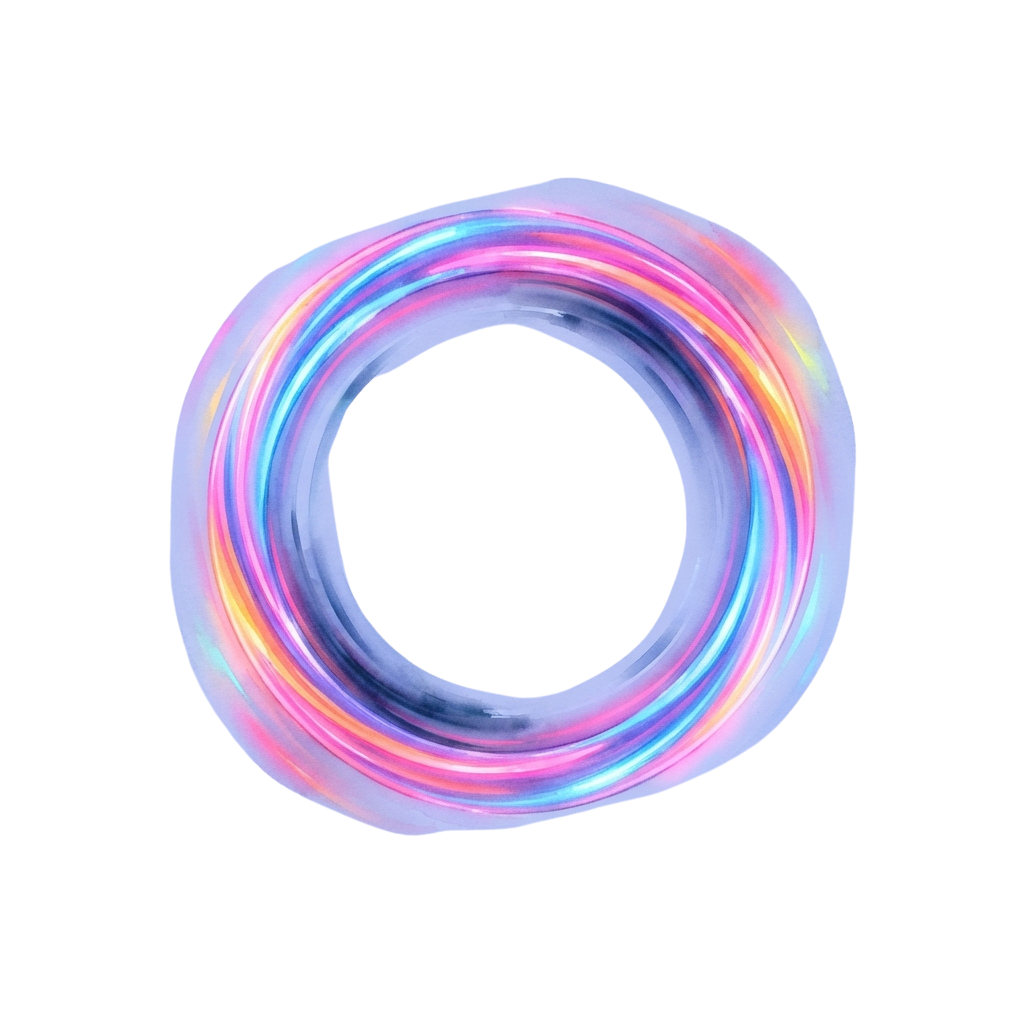 A glowing ring with vibrant rainbow colors and a gradient effect on a black background