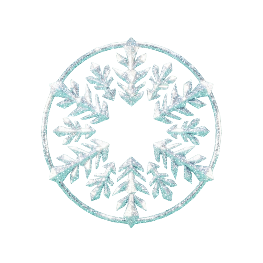 A detailed symmetrical snowflake with six branches against a black background
