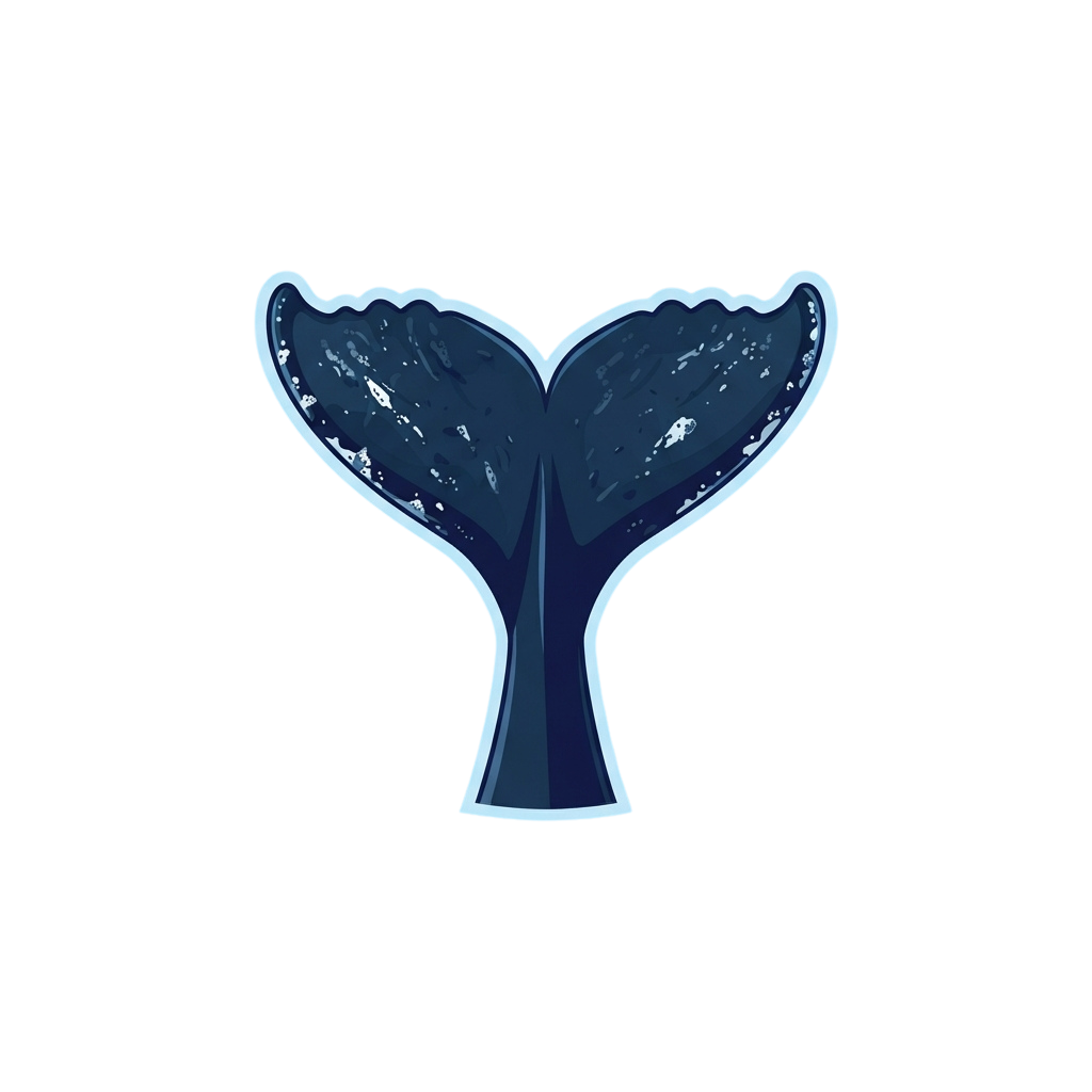 Illustration of a whale tail with a textured appearance against a dark background