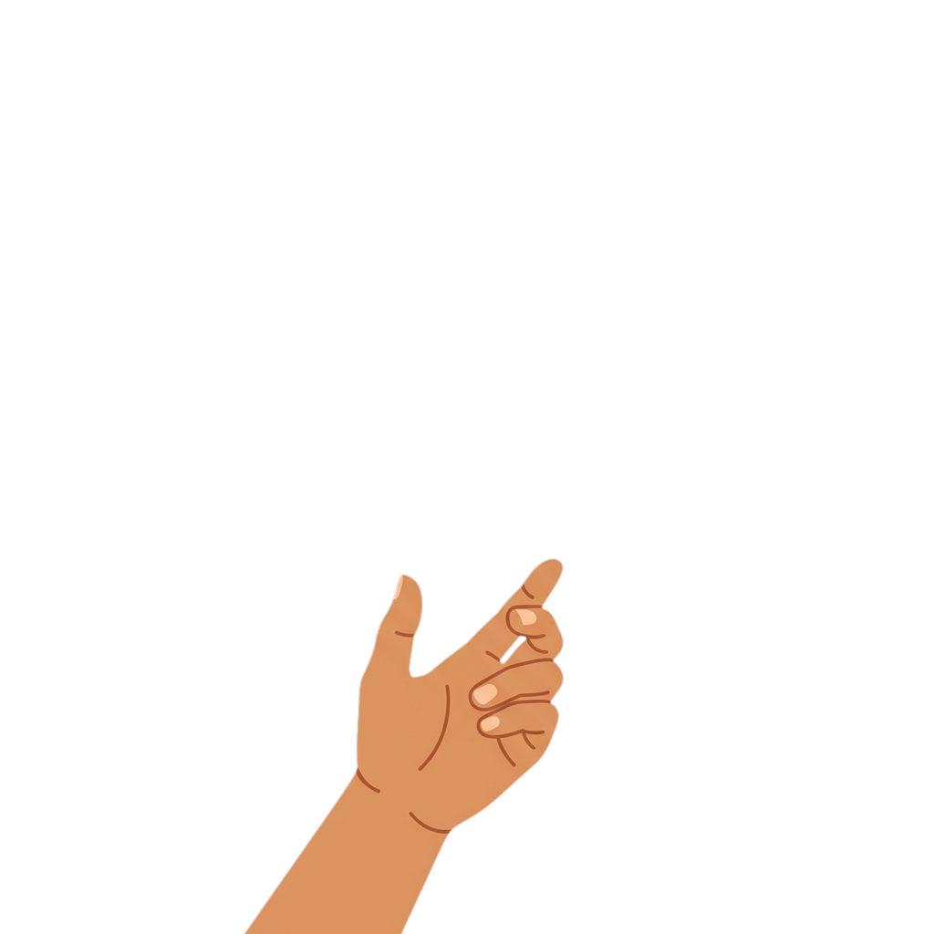 An illustration of a hand making a fingers-crossed gesture with thumb and index finger touching.