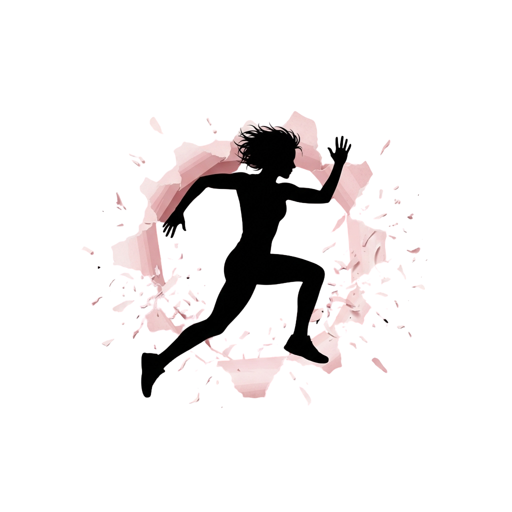 A stylized silhouette of a person’s head surrounded by fragmented light and shadow