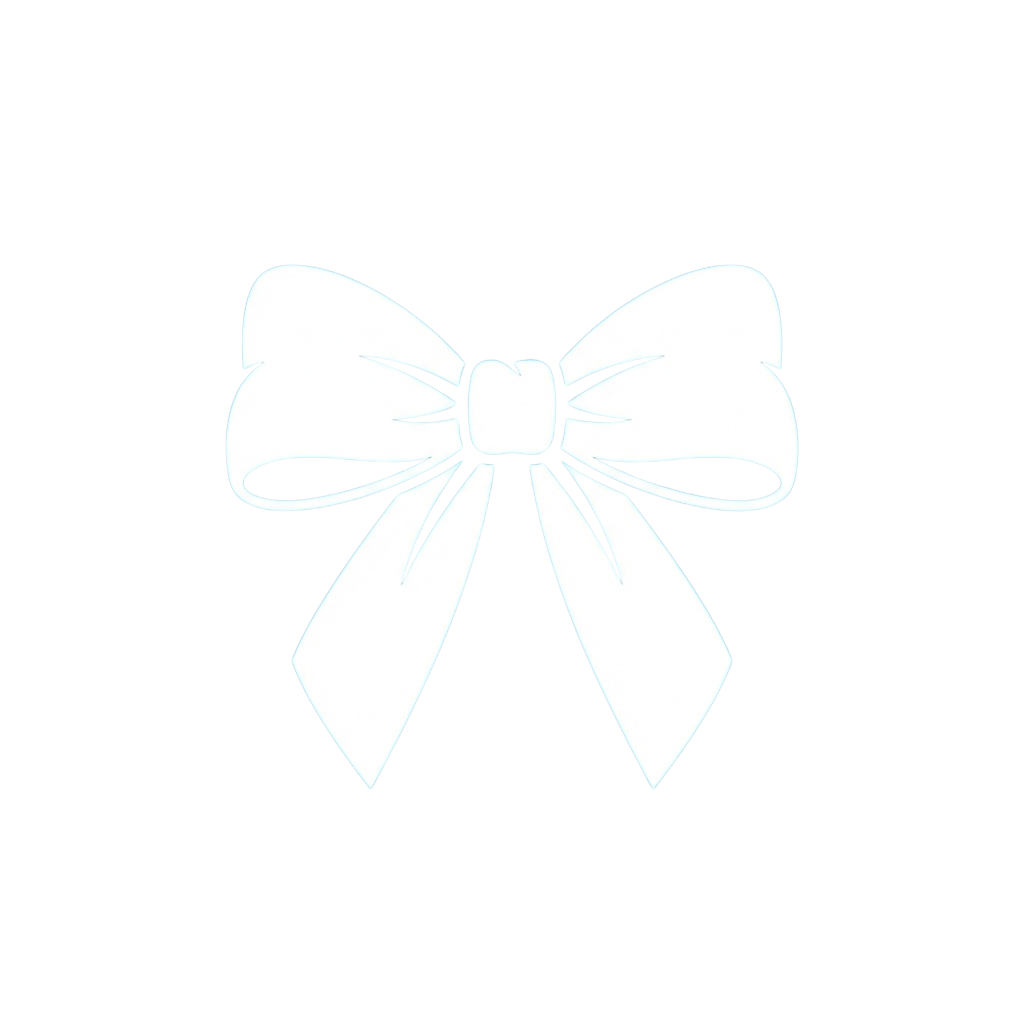 A white bow knot graphic on a black background