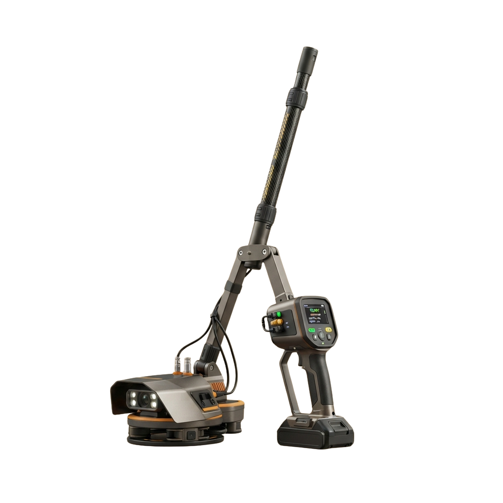 A cordless robotic vacuum cleaner with an extendable wand and handheld control unit