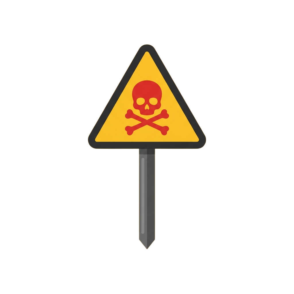 Yellow triangular warning sign with a red skull and crossed bones symbol
