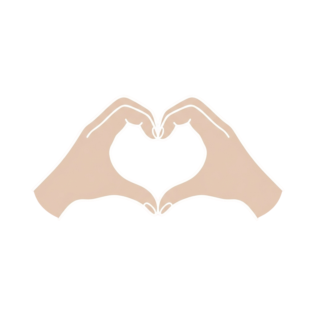 Two hands forming a heart shape against a black background
