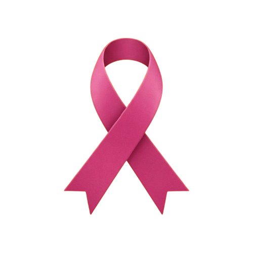 A solid pink awareness ribbon on a black background