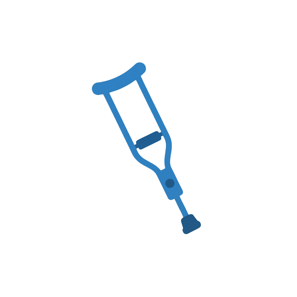 Illustration of two blue crutches against a black background