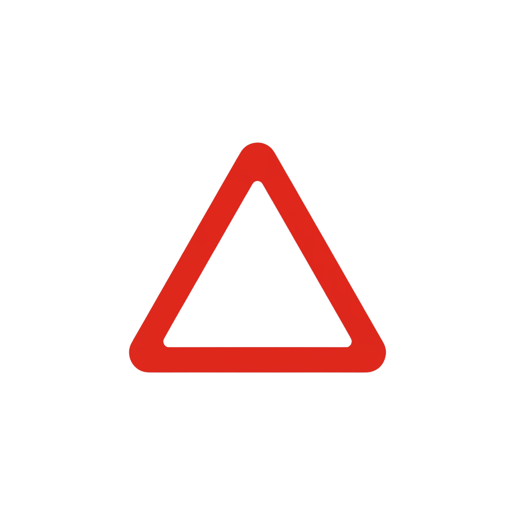 A bold red outlined triangle on a black background