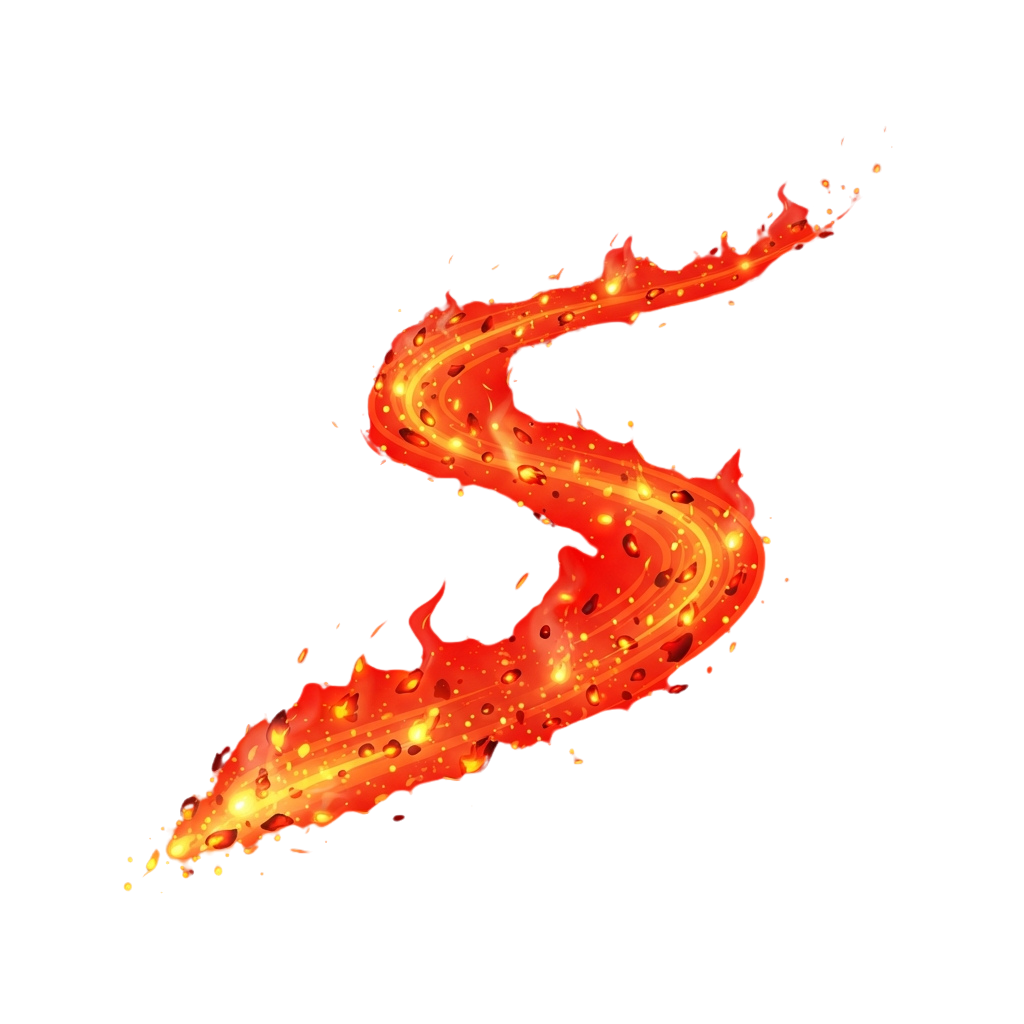 A stylized, fiery red letter S with a dynamic flame texture against a black background