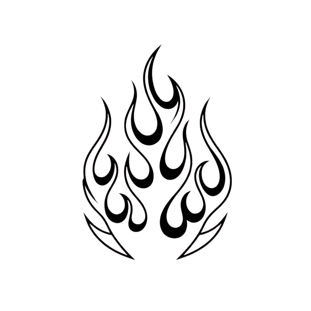 Abstract illustration of a glowing red flame against a dark background