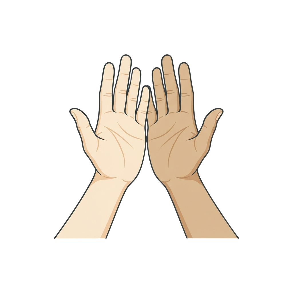 Two open hands facing each other with fingers slightly spread apart