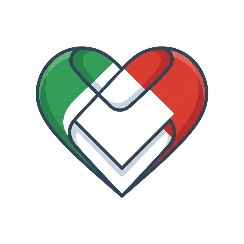A heart shape composed of three overlapping sections in green, white, and red colors