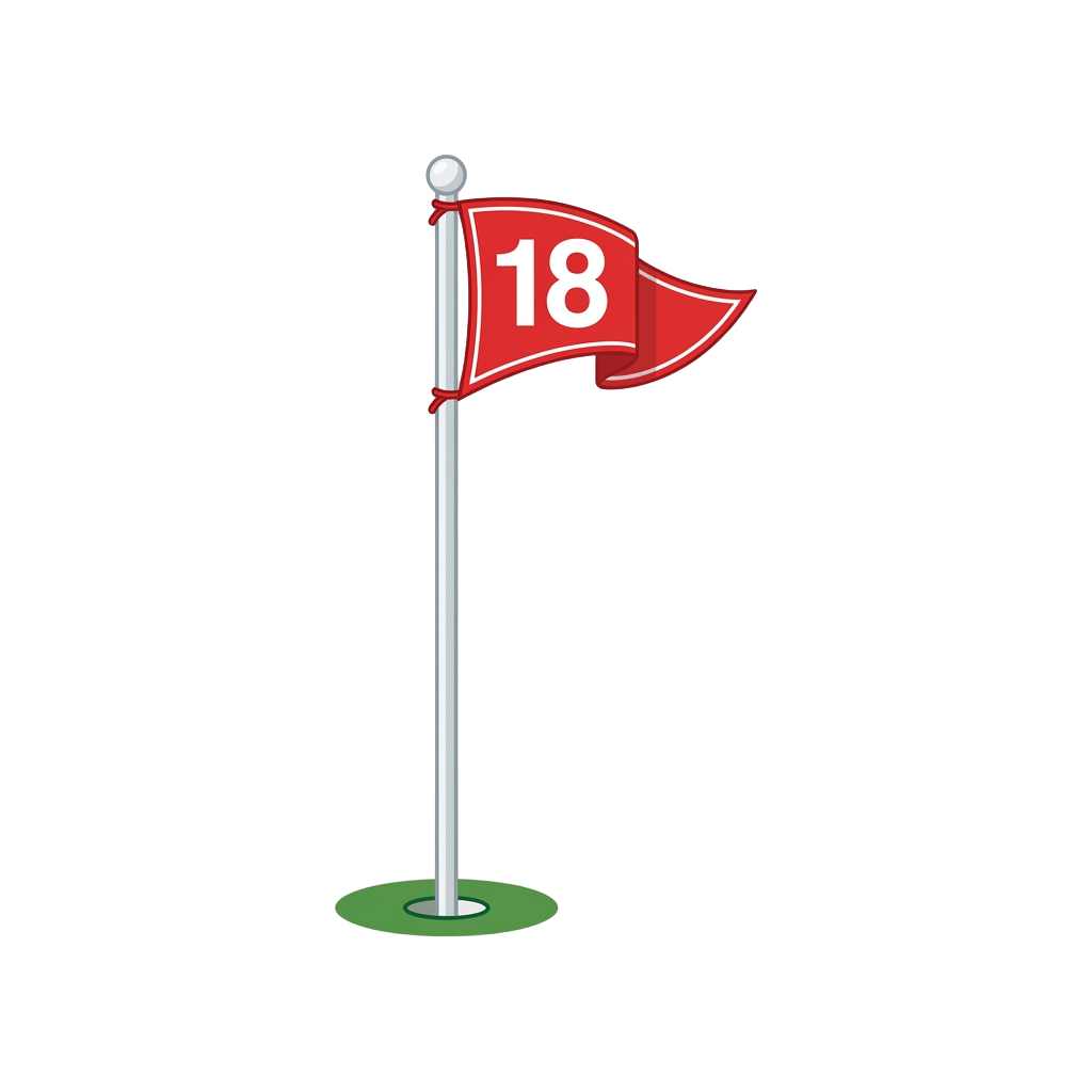 Illustration of a golf flag with the number 18 on a green tee marker