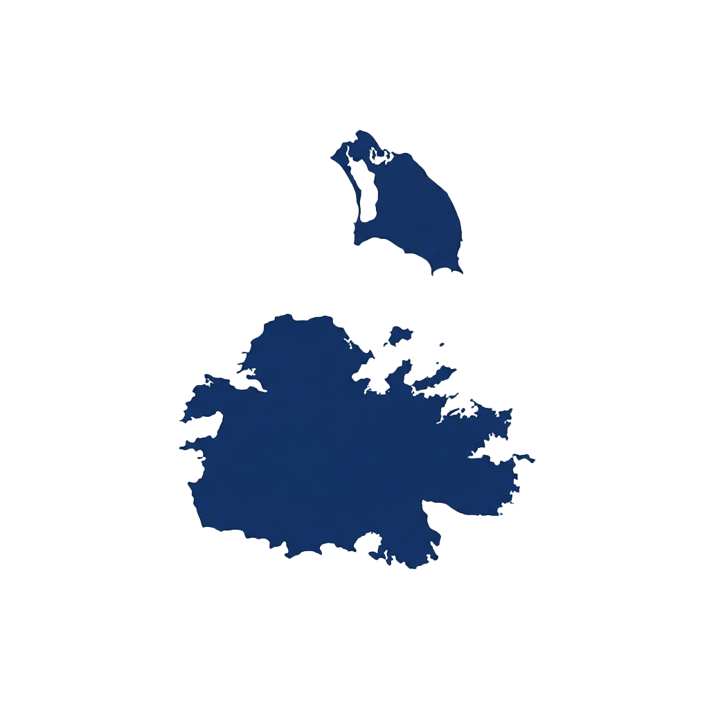 Two blue outlined maps showing the shapes of Iceland and Greenland on a black background