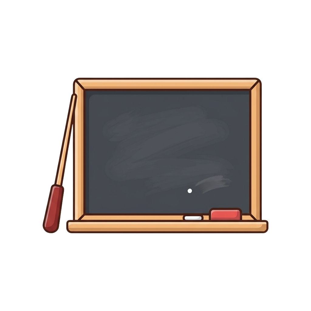 A wooden chalkboard with a piece of chalk and eraser resting on the ledge