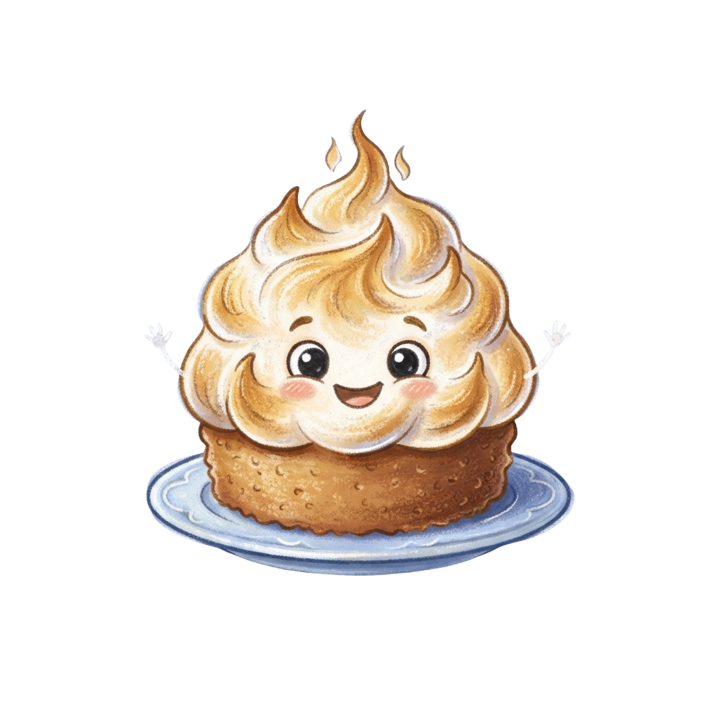 A cheerful cartoon cupcake with fluffy whipped cream and a smiling face waving its arms