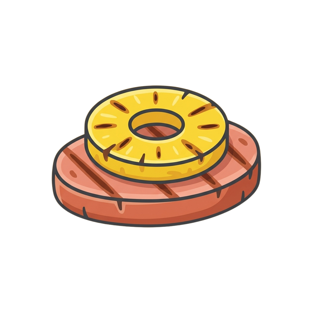 A pineapple-shaped cake ring on a pink plate with caramel drizzle