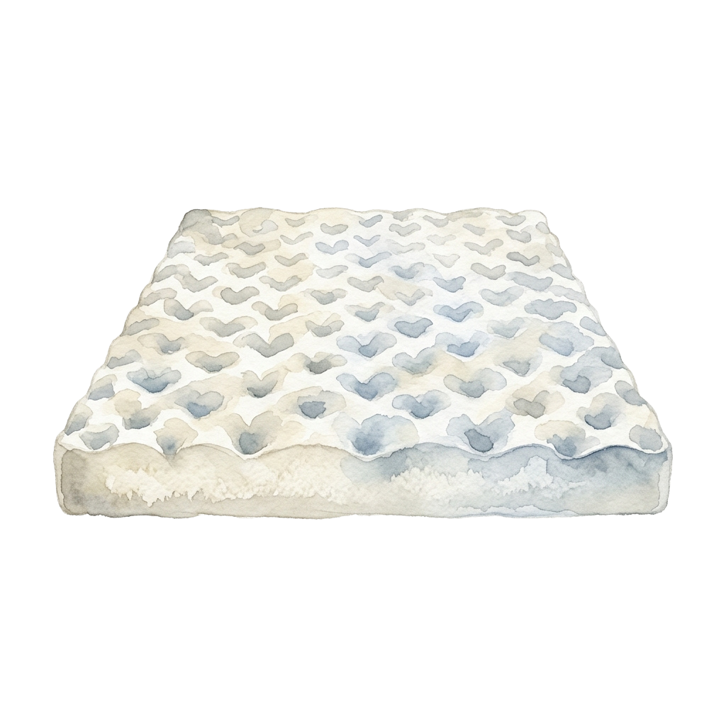 A white mattress topper with a textured cloud pattern design.