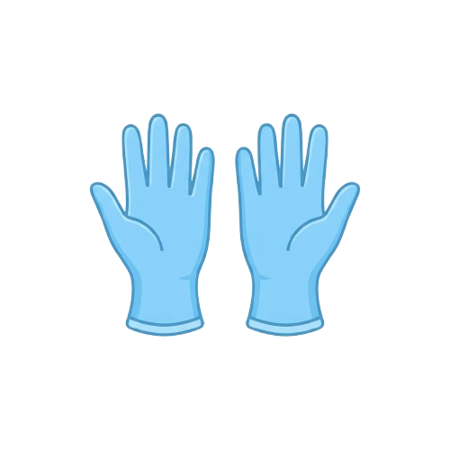 Two blue disposable nitrile gloves shown side by side against a black background