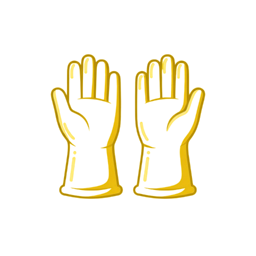 Two yellow gloves with fingers spread apart on a black background