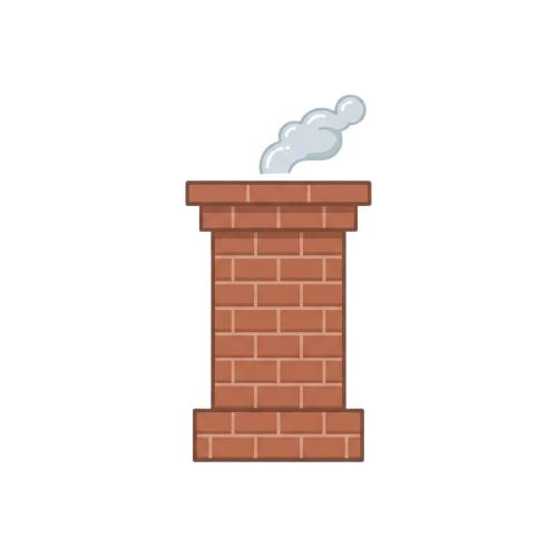 Illustration of a brick chimney with smoke rising from the top
