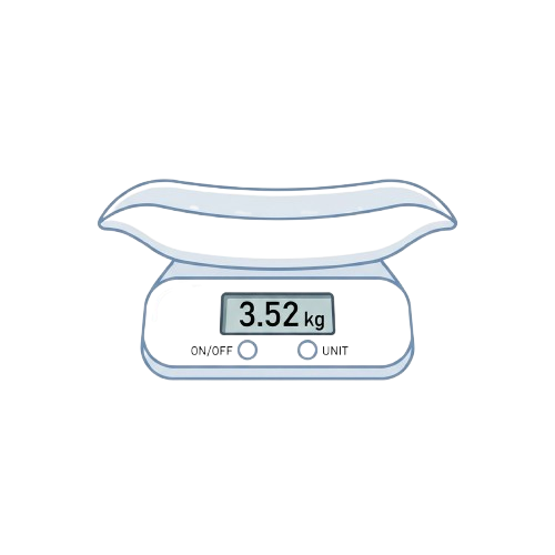 Digital kitchen scale displaying a weight measurement of 3.52 kilograms on a black background