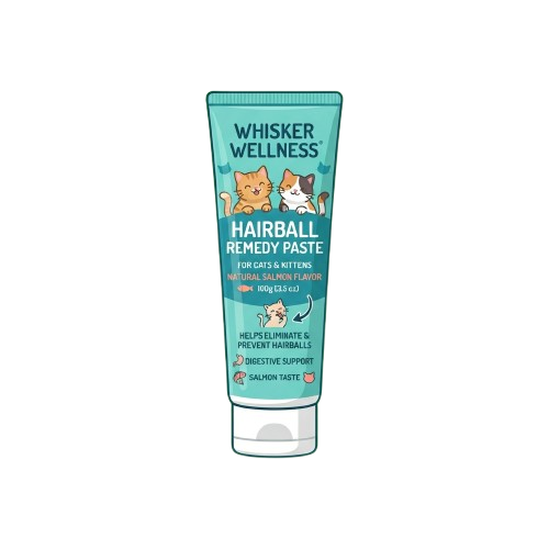 Tube of hairball remedy paste for cats with salmon flavor illustration
