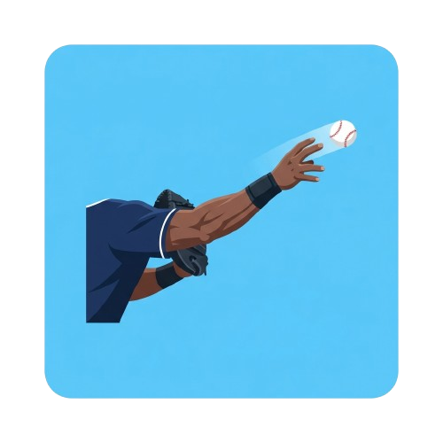 Illustration of an arm reaching up to catch a baseball in mid-air