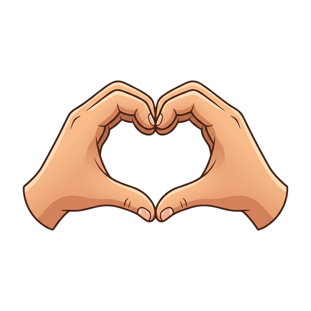 Two hands forming a heart shape with fingers against a black background