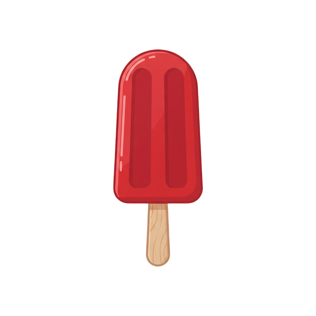 A glossy red popsicle on a wooden stick against a black background