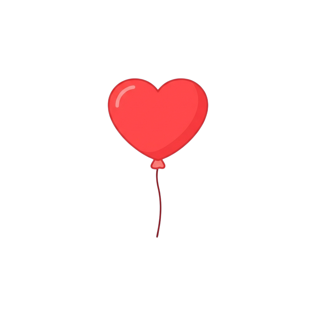 A bright red heart-shaped balloon floating against a black background