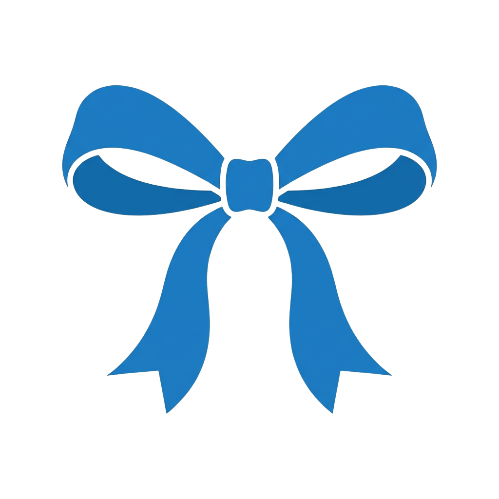 A stylized blue bow on a black background