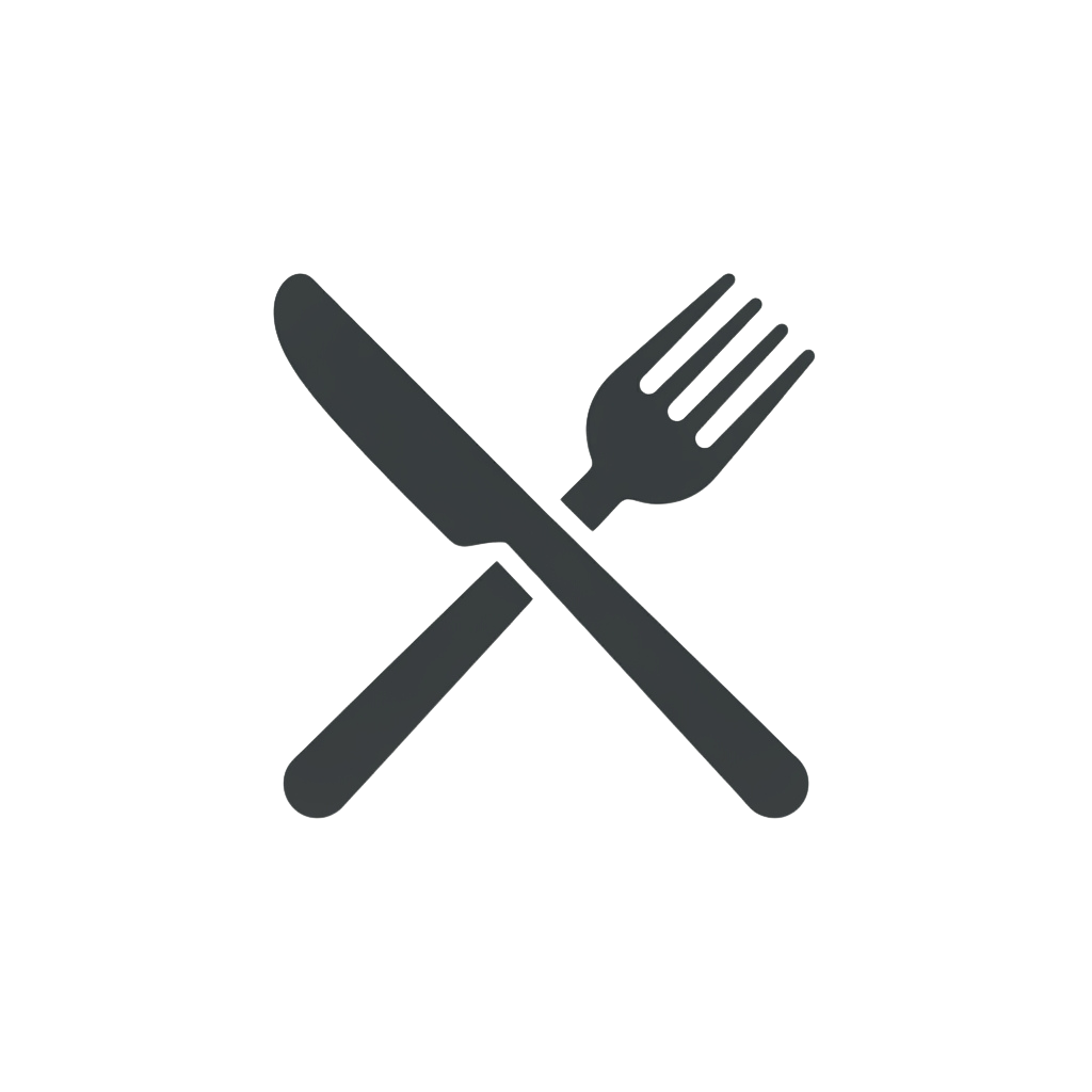 A crossed knife and fork icon symbolizing dining or meal-related concepts