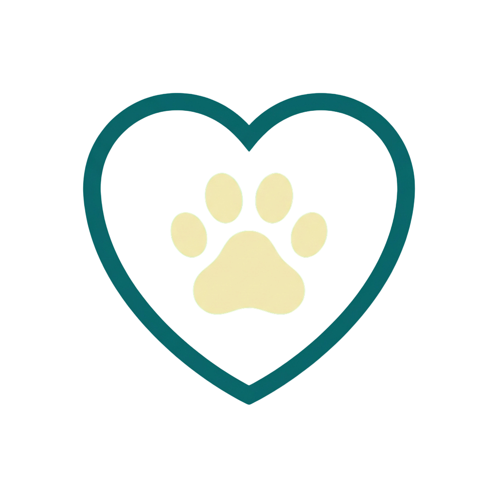 A heart shape with a paw print in the center