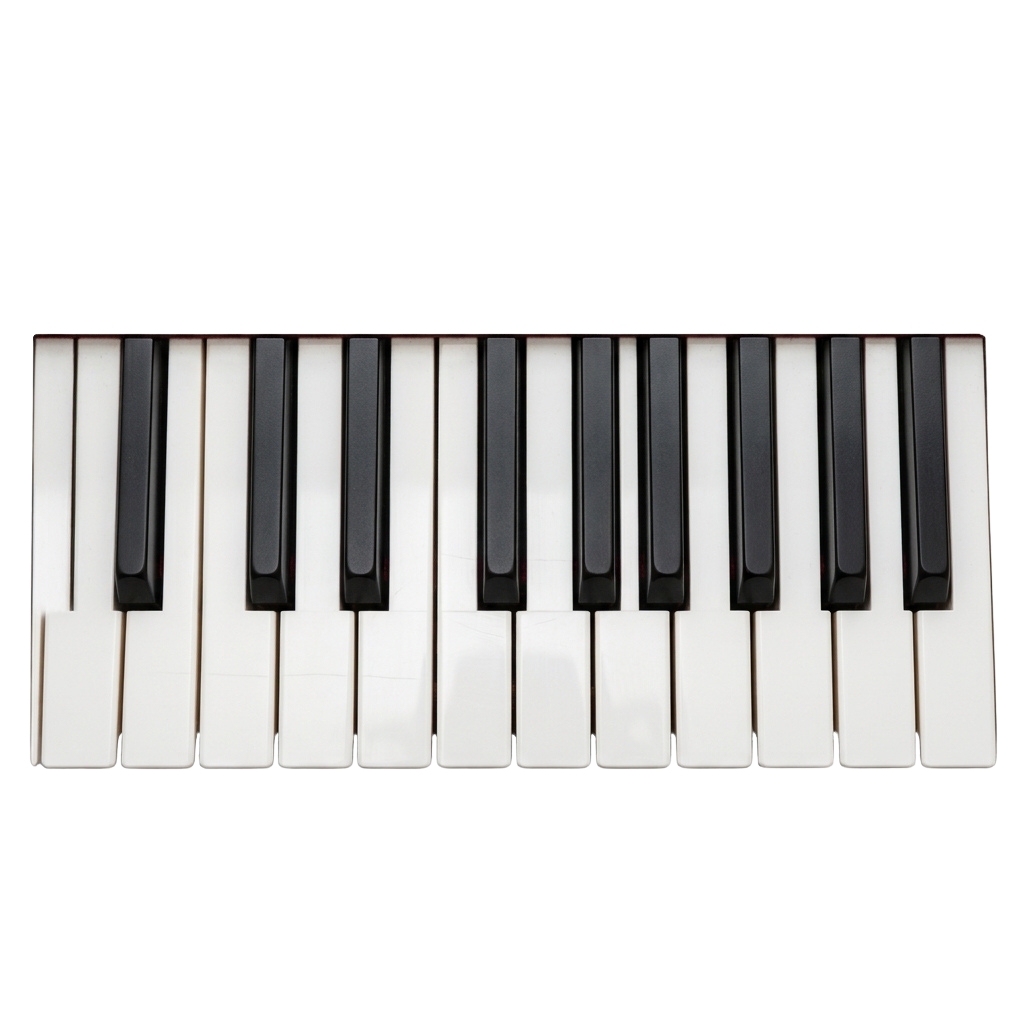Close-up of piano keys showing alternating black and white keys on a keyboard