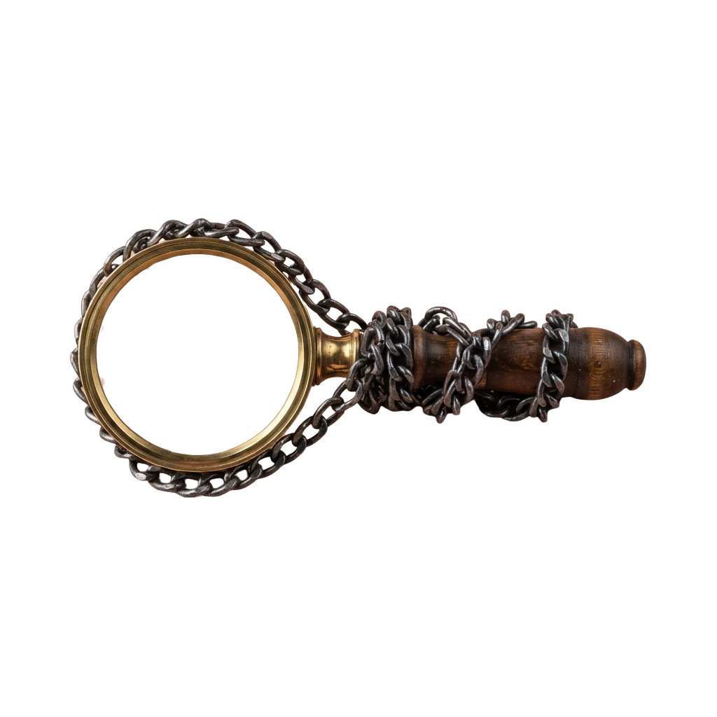 A vintage ring featuring a gold band and a braided metal handle with a wooden core.