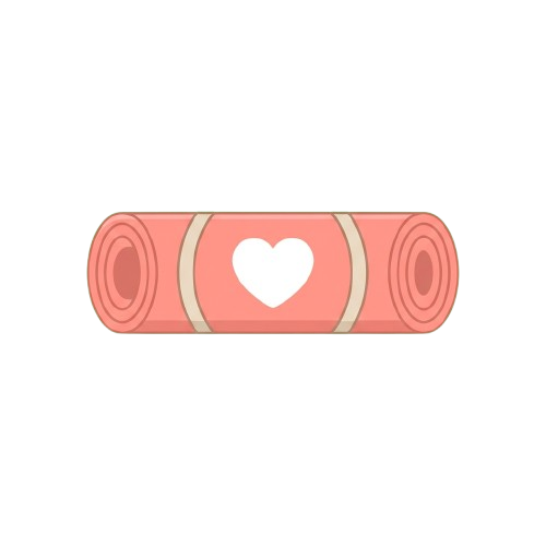 Illustration of a pink bandage with a white heart symbol in the center