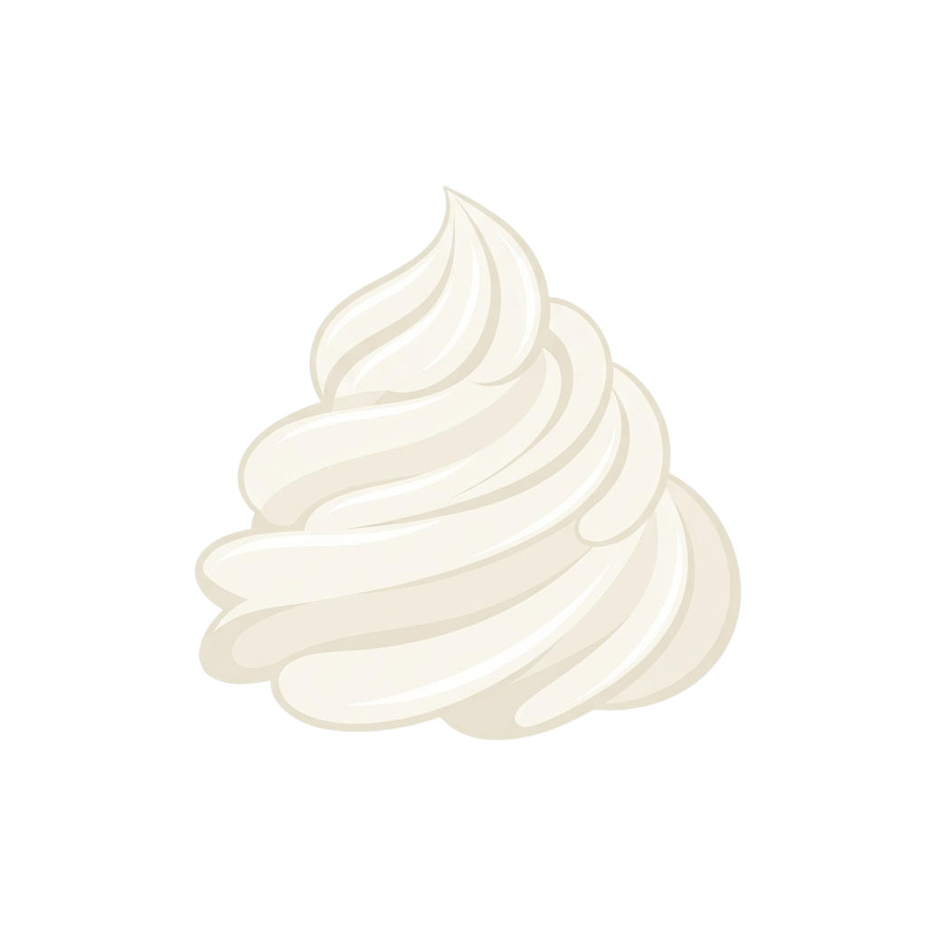 A stylized illustration of whipped cream with swirls on a black background