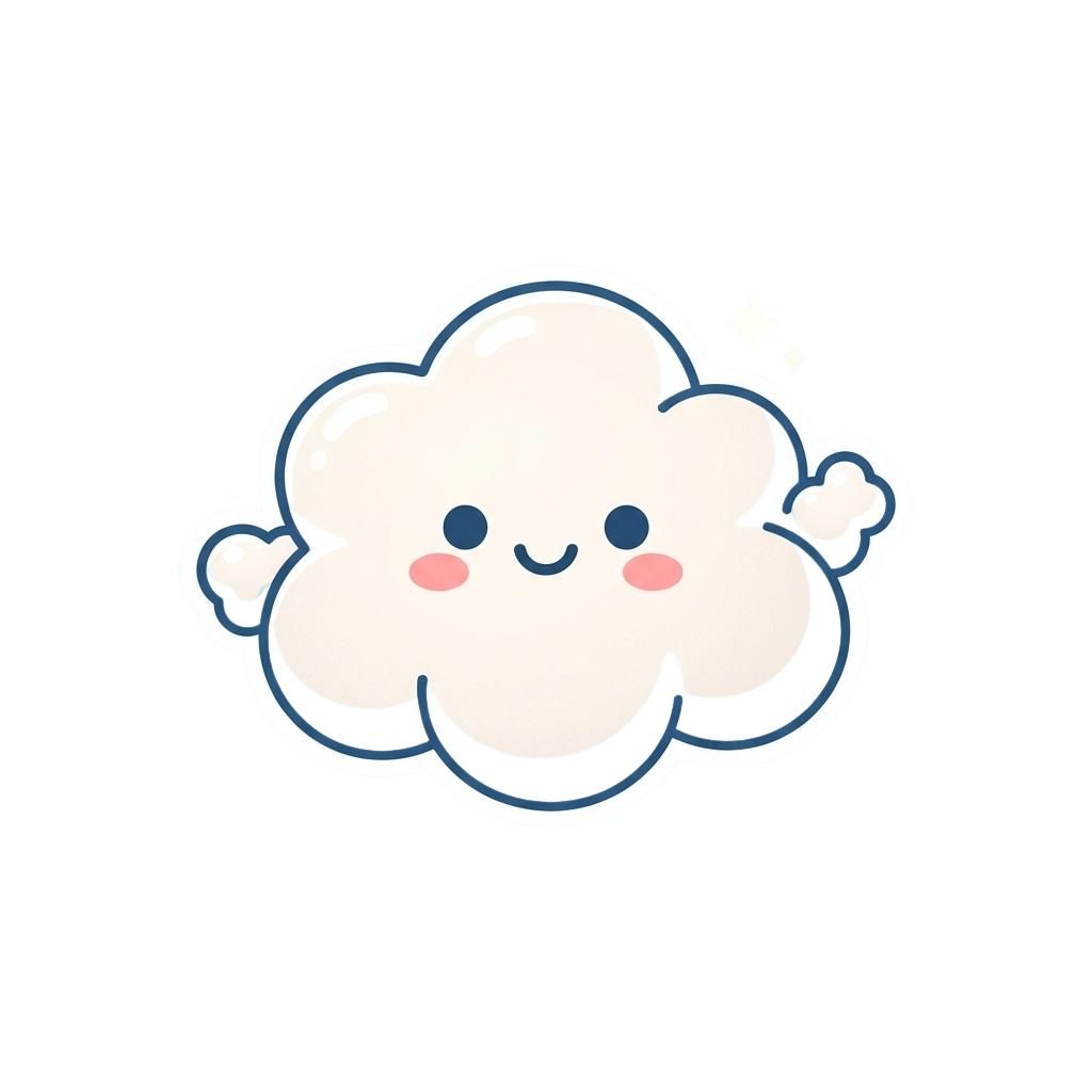 A smiling cartoon cloud with a face, two eyes, and a small star above its head