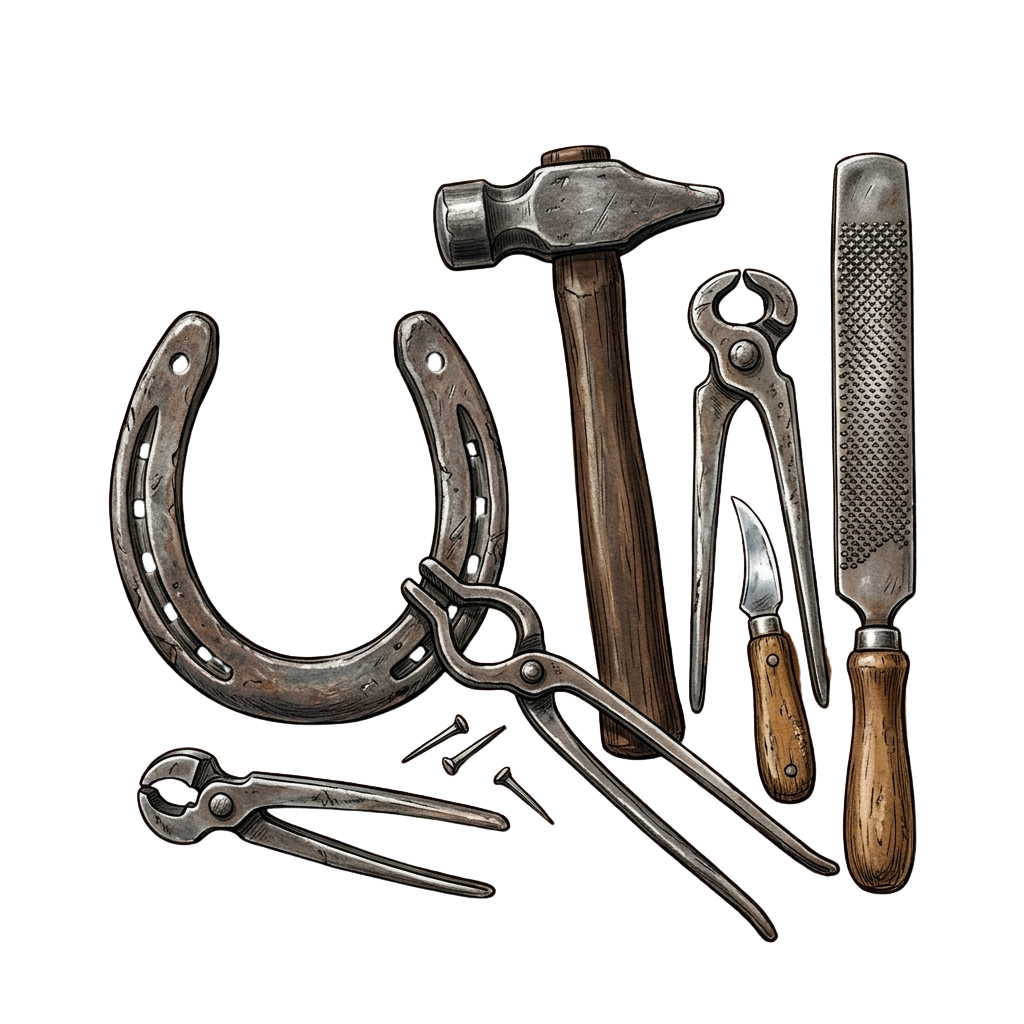 Collection of vintage hand tools including hammers, pliers, nail puller, and files on black background
